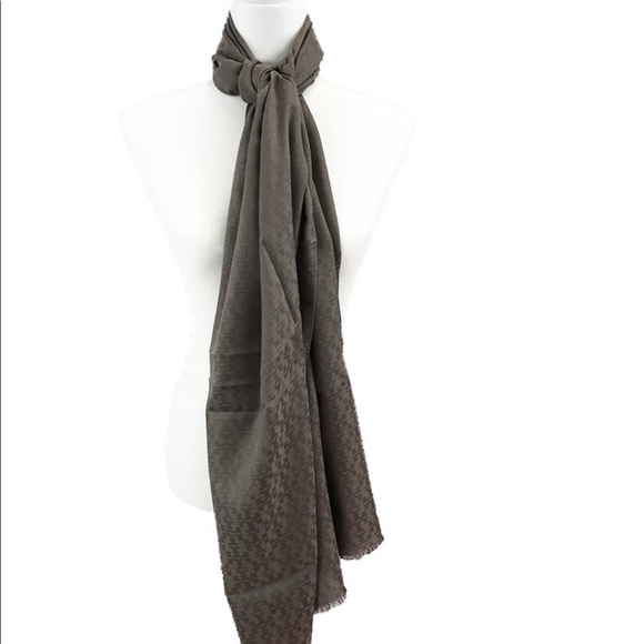 Tory Burch Mosaic Logo Jacquard Scarf French Gray - Picture 4 of 6